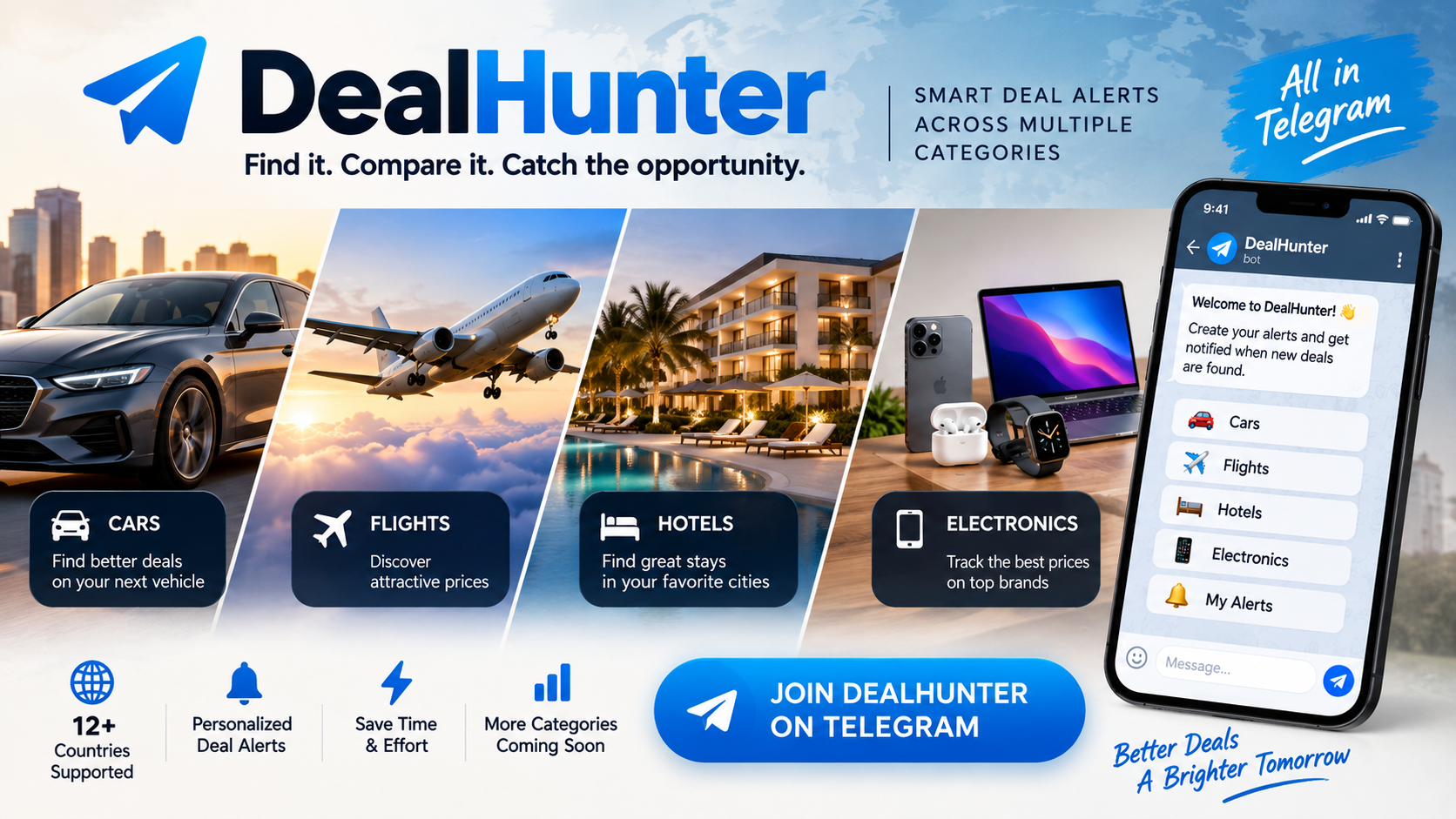 DealHunter smart deal alerts for cars, flights, hotels and electronics